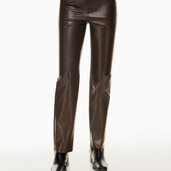 Aritzia Wilfred the Melina Hugh waste brown leather pants size 6 - Picture 1 of 11